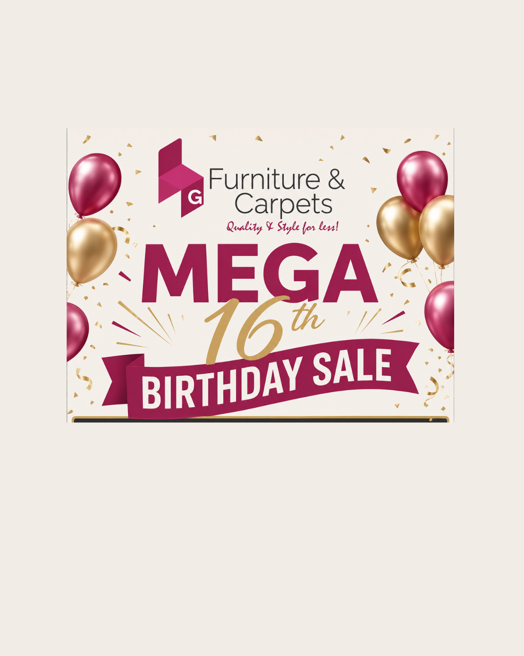 G Furniture & Carpets Celebrates 16 Years in Business With Mega Sale