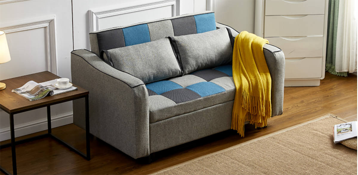 Aspen Grey Teal & Grey Patchwork Sofabed