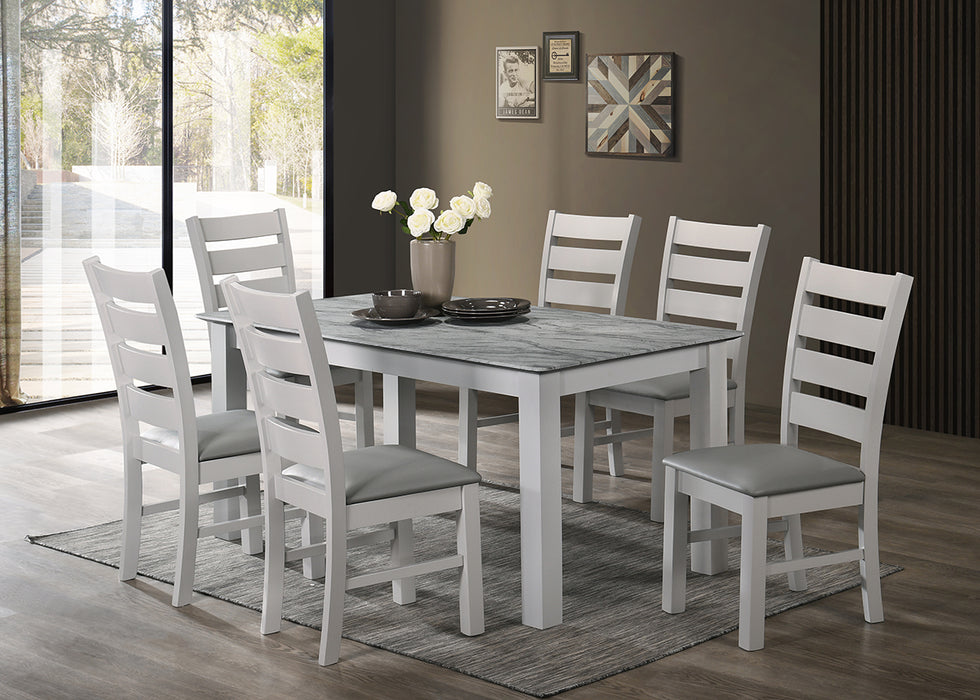 Alicante 5' Dining Set with 6 Grey Chairs