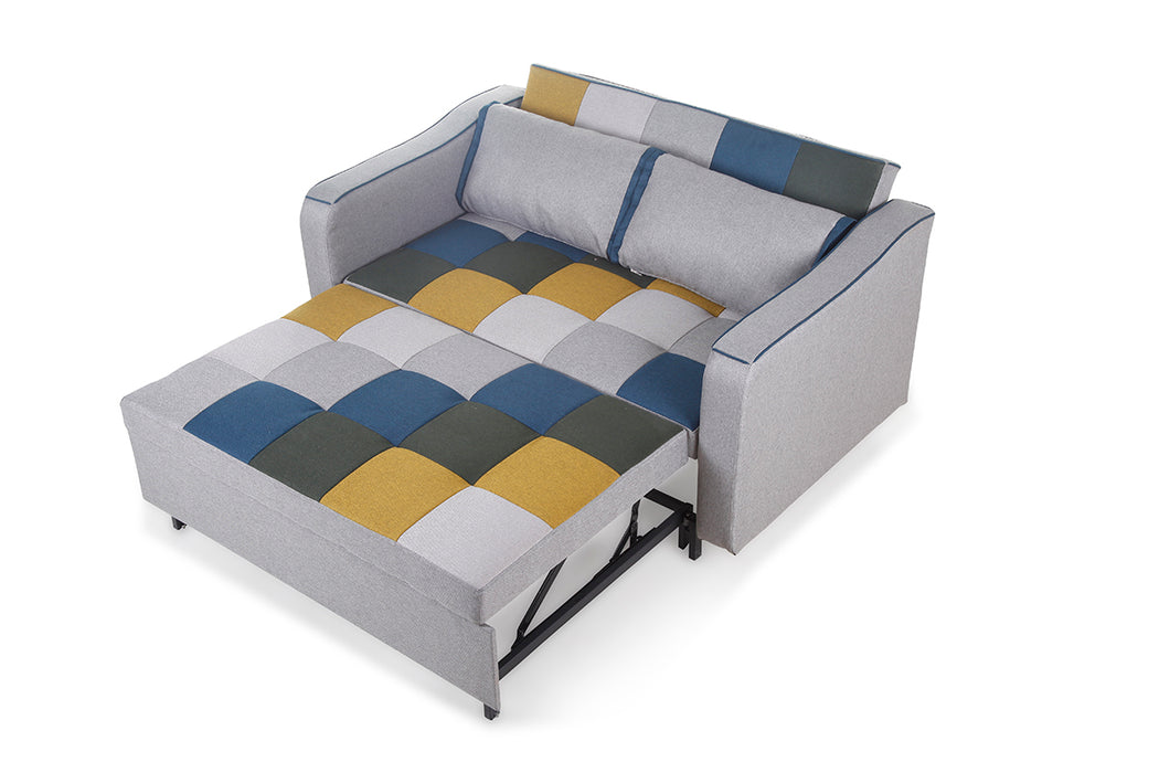 Aspen Grey Yellow & Blue Patchwork Sofabed