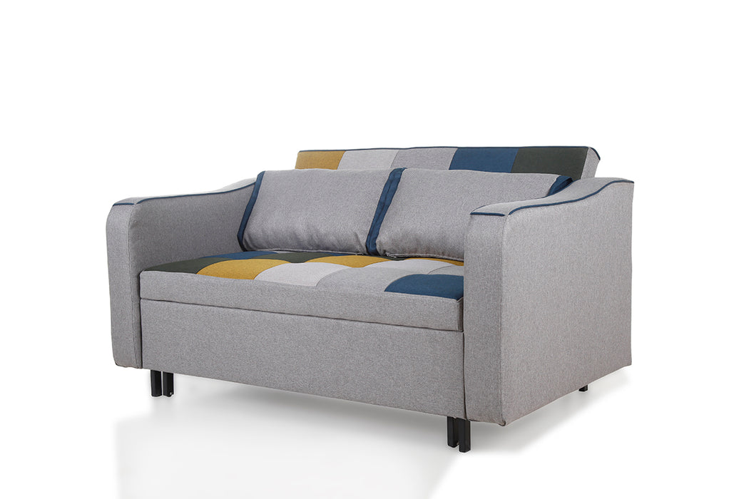 Aspen Grey Yellow & Blue Patchwork Sofabed