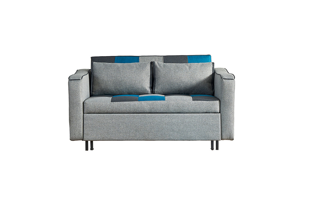 Aspen Grey Teal & Grey Patchwork Sofabed