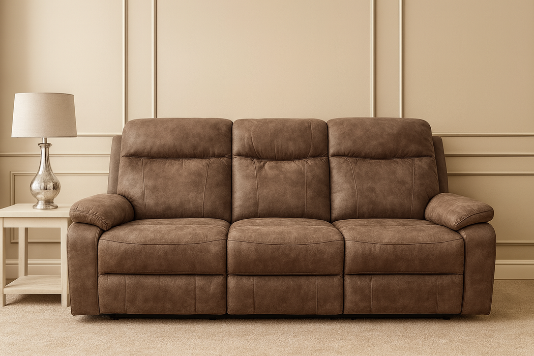 Battersea 3 Seater Manual Recliner Sofa - Brown