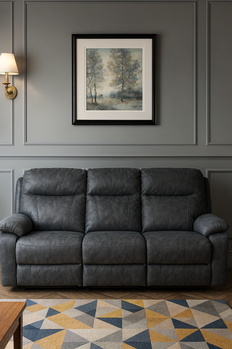 Battersea 3 Seater Manual Recliner Sofa Grey