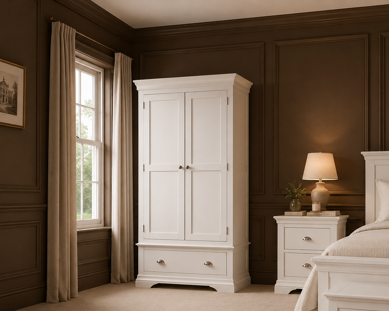 Bella White Double Wardrobe with Drawers