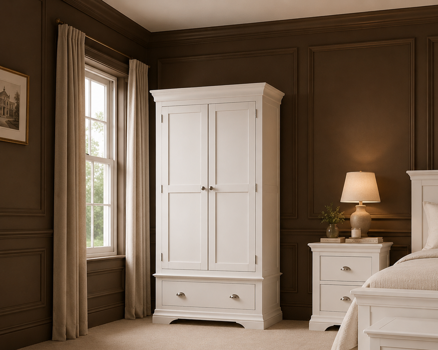 Bella White Double Wardrobe with Drawers