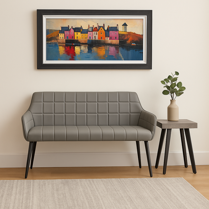 Branca Bench with Fredrik Grey Marble Lamp Table