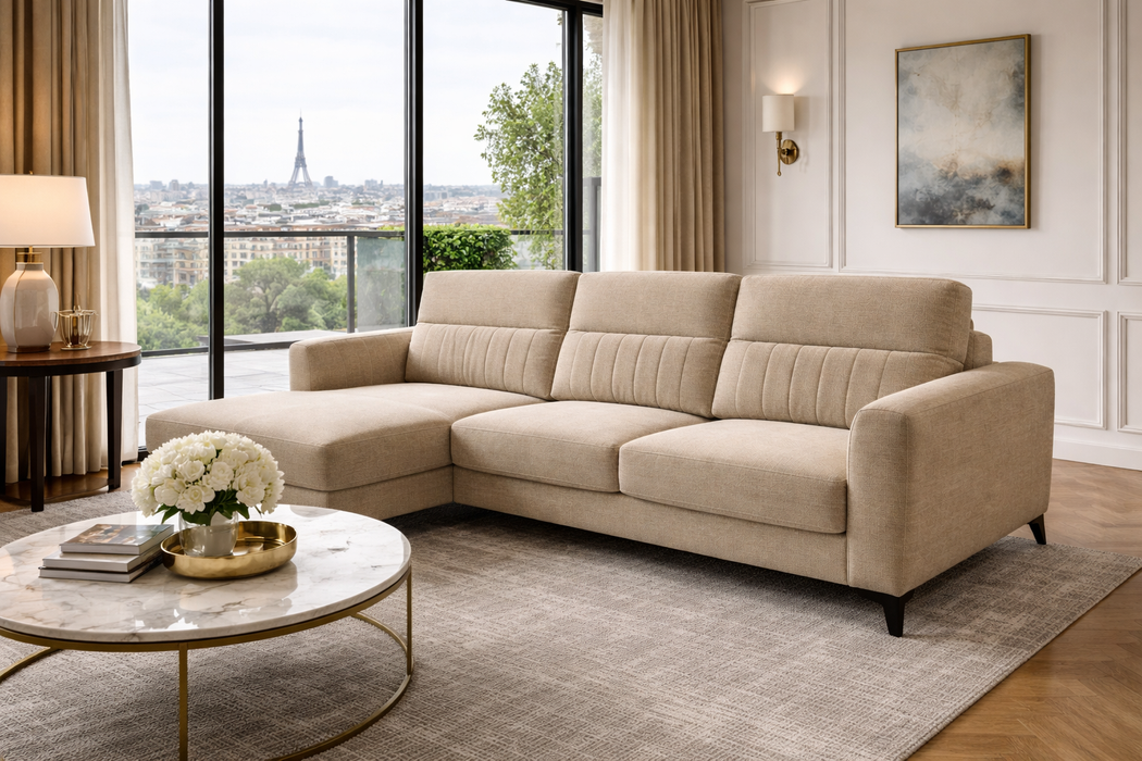 Cara Corner Chaise Sofa - Beige