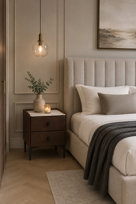 Carla Bedside Table with Charger