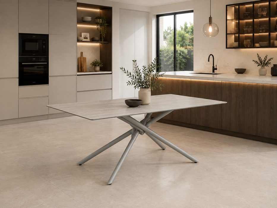 Carlos 1.8 Metre Ceramic Table with Pebble Legs