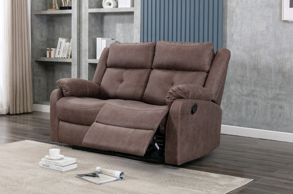 Casey 2 Seater Manual Recliner Couch in Brown