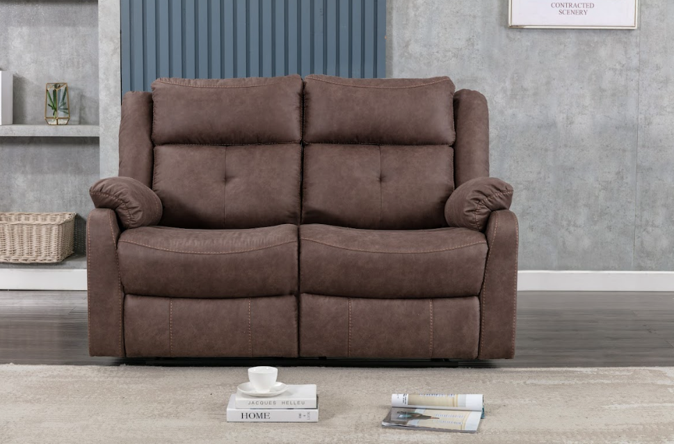 Casey 2 Seater Manual Recliner Couch in Chestnut Brown