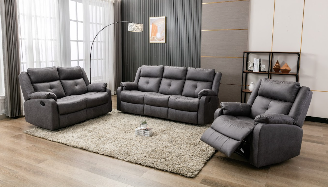 Casey Manual Recliner Couches in Grey