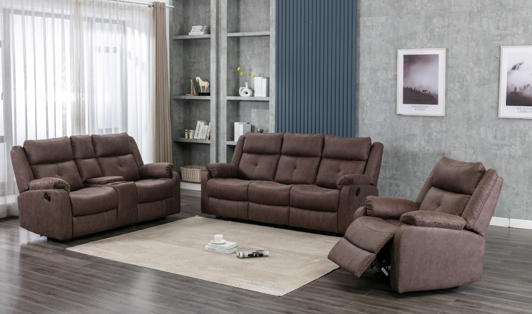 Casey Manual Recliner Sofas in chestnut brown