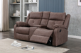 Casey Manual Recliner Sofas in chestnut brown with drinks holders and console