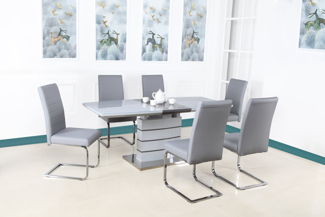 Chantelle Grey Extending Dining Set with 6 Chairs