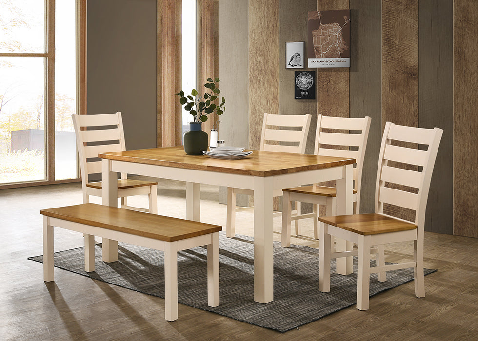 Chelsea Dining Set, with 4 Chairs & a Bench