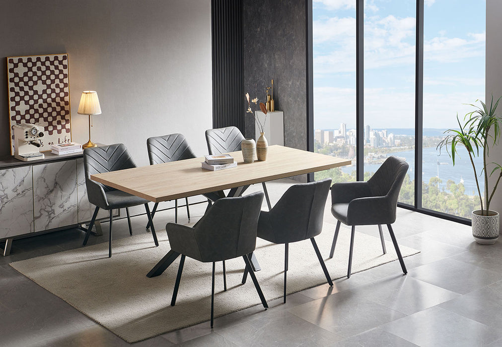 Chrissie Oak Dining Set with 6 Chairs