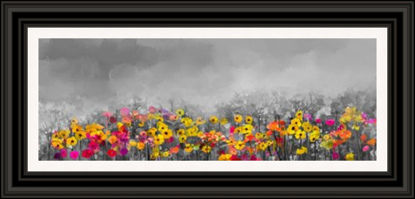 Colourful Field of Flowers with Grey Sky - Small