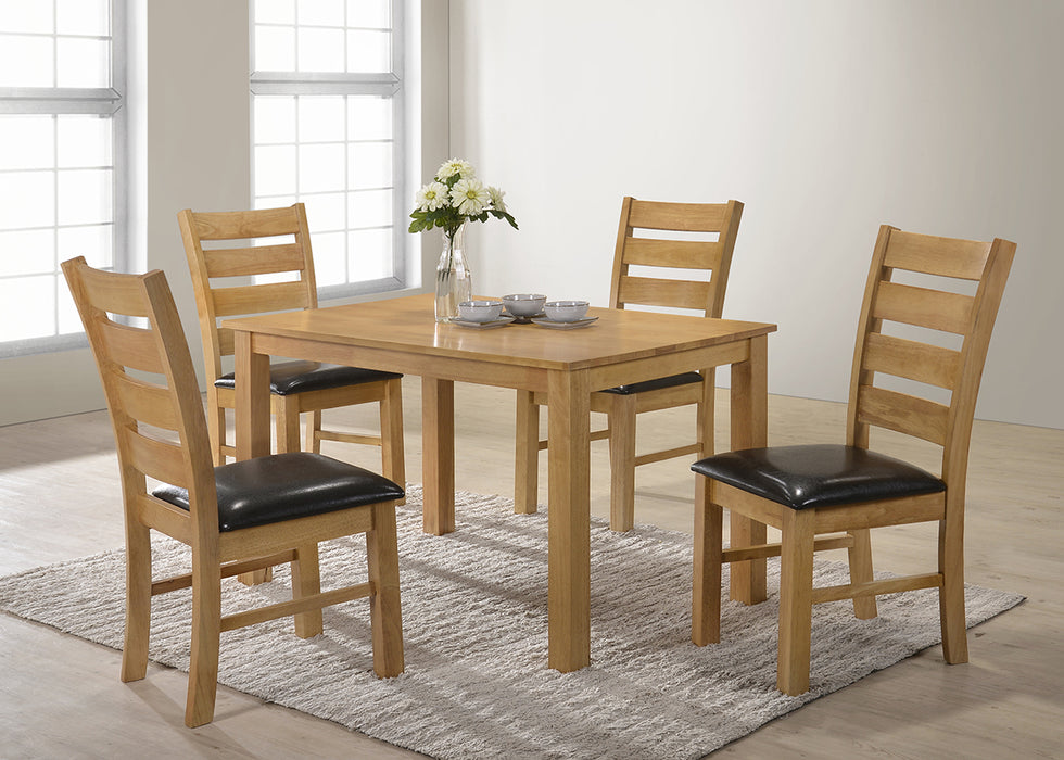 Columbia 4' Dining Set with 4 Light Oak Columbia chairs