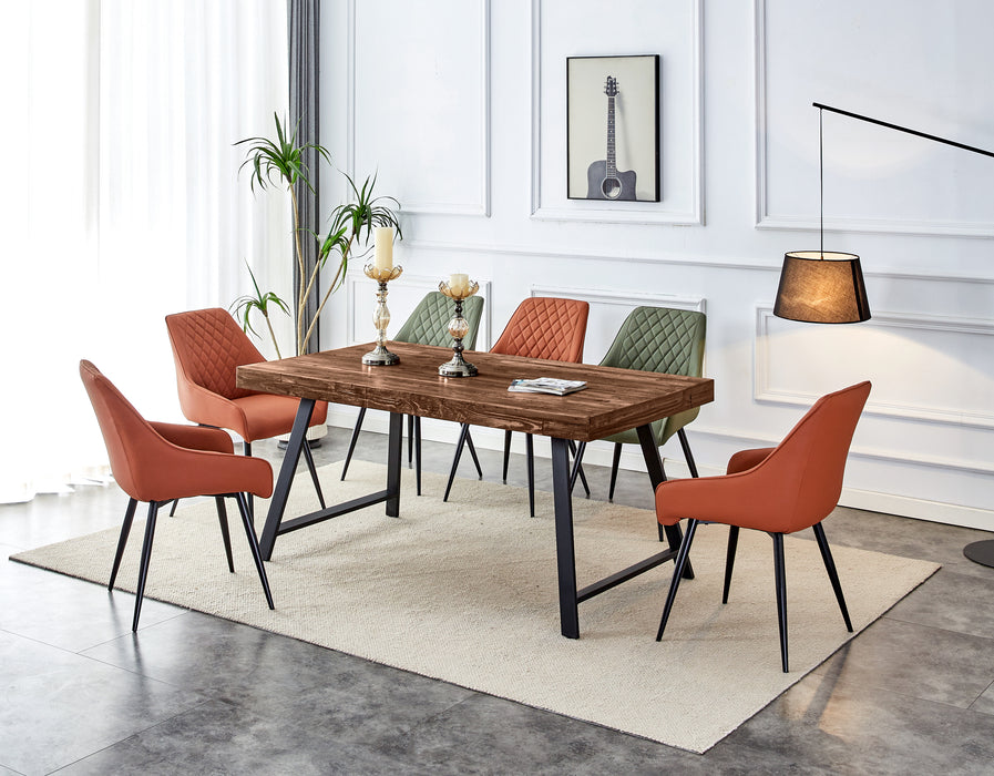 Doda Dining Table with Orange & Green Gabriel Chairs