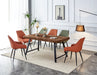 Doda Dining Table with Orange & Green Gabriel Chairs