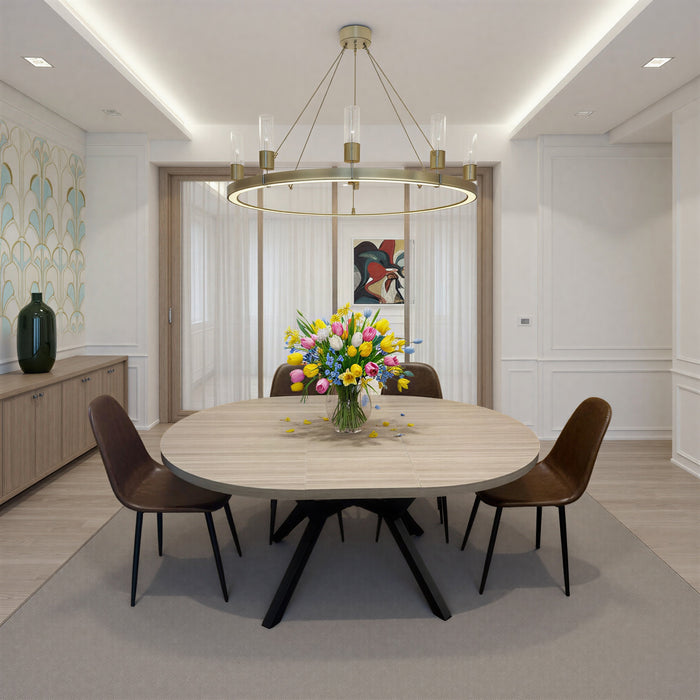 Franko Round Extension Dining Table 1.2m - Grey Oak