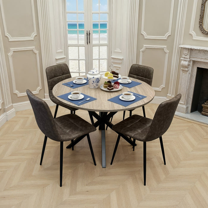 Franko Round Dining Table 1.2m - Grey Oak