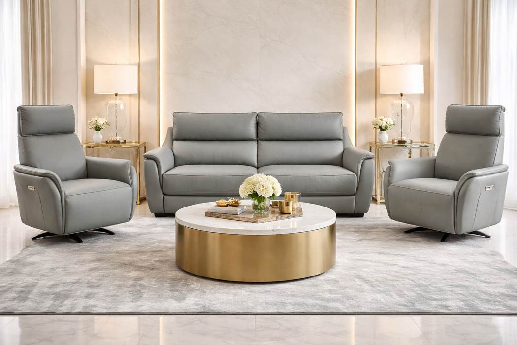 Genoa 3 Seater + 2 X Swivel Electric Recliners