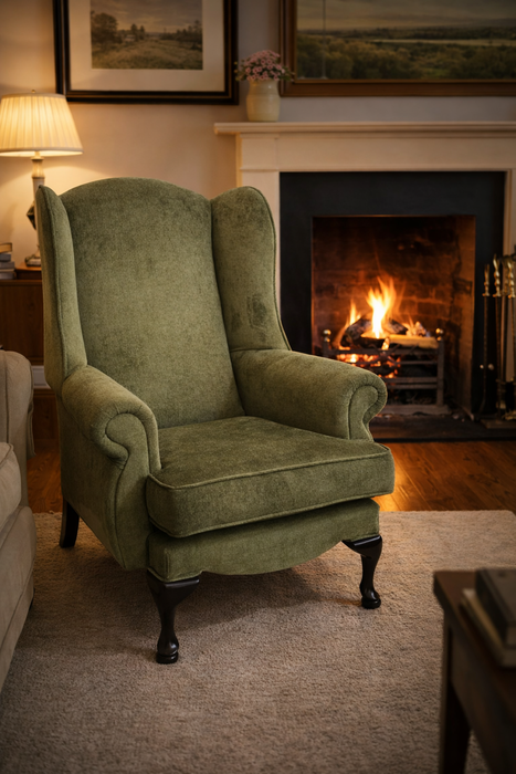 Glasslough Queen Anne Chair - Forest Green