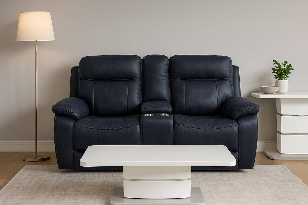 Glenwood 2 Seater Electric Recliner W/ Console - Navy