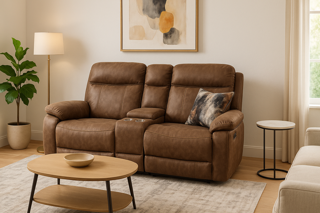 Glenwood 2 Seater Electric Recliner with Console - Chestnut