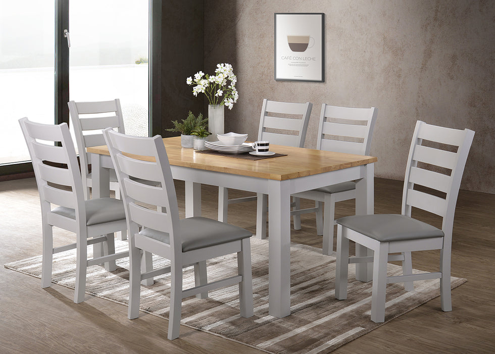 Hampshire 5' Dining Set in Grey and Oak with 6 Chairs