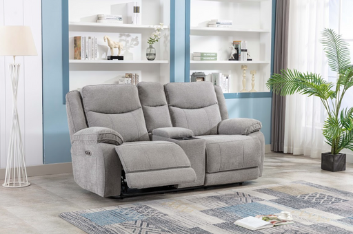 Herbert 2 Seater Light Grey Recliner W/ Console