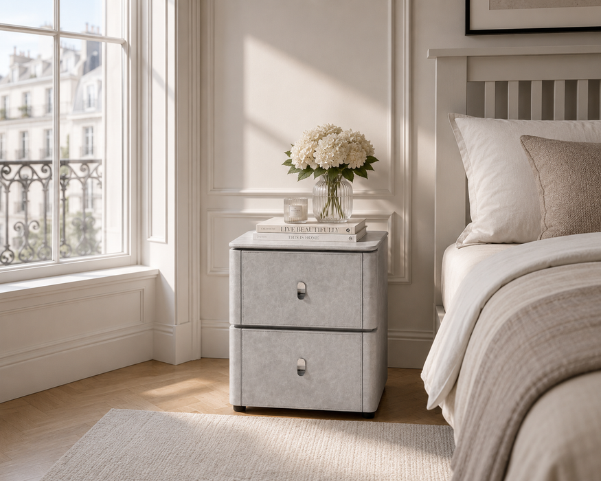 Kelly Taupe Bedside Table with Charger