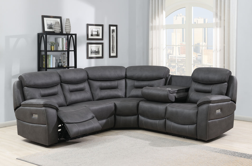 Leroy Corner Sectional Electric Recliner with Tray & Wireless Charger