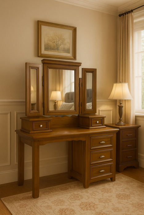 London Dressing Table & 3 Way Mirror Set
