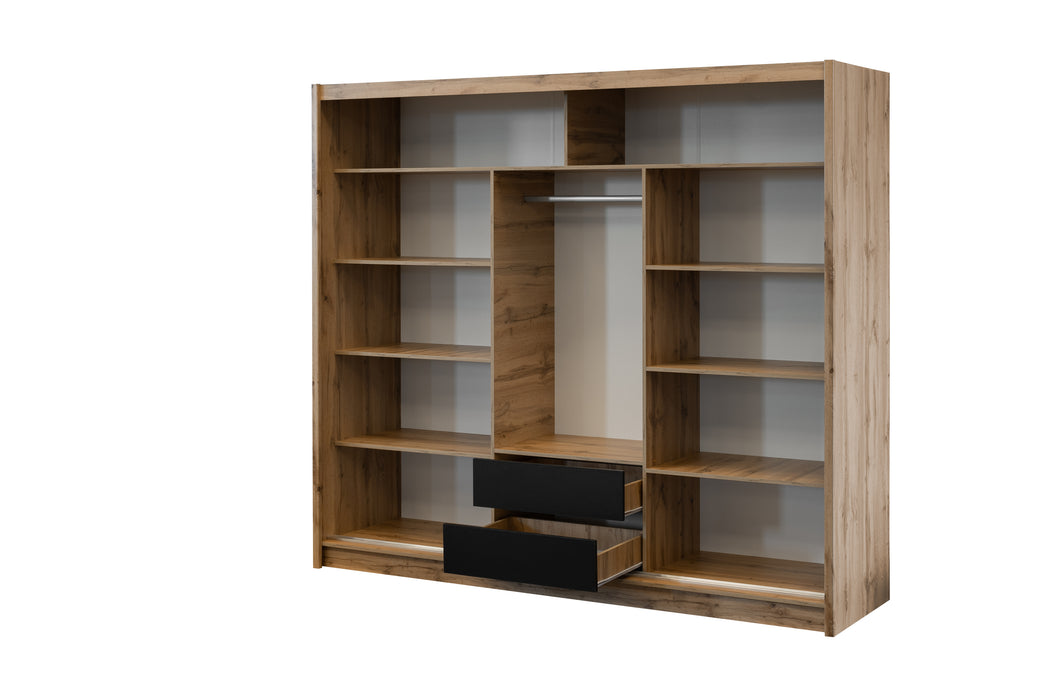 London Wotan Oak Sliding Wardrobe Interior