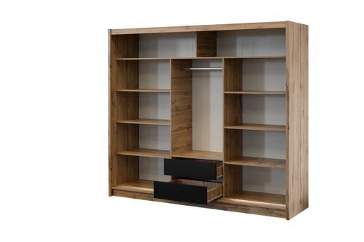 London Wotan Oak Sliding Wardrobe Interior