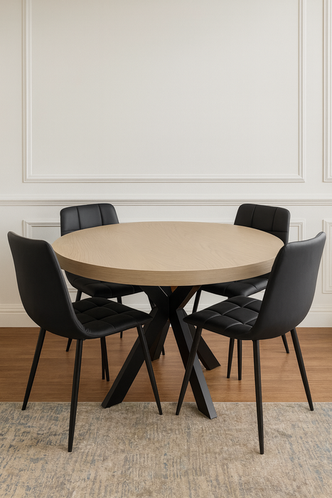 Manor Round Oak Dining Table with 4 Chairs