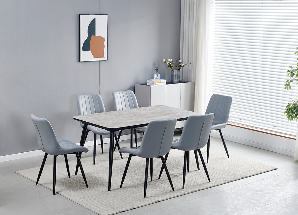 Newark Dining Set with 6 Grey Chairs