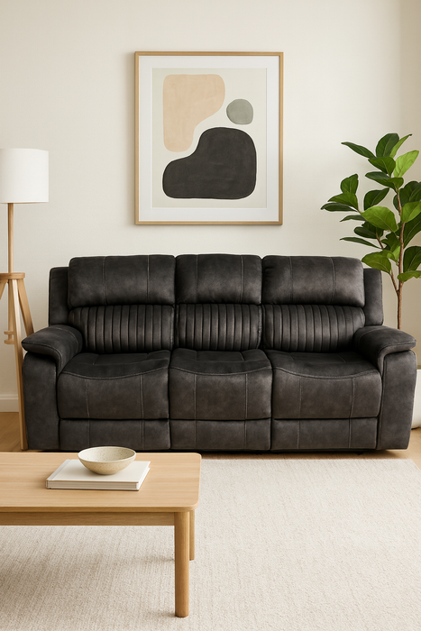 Oscar 3 Seater Electric Recliner with Wireless Charger - Charcoal