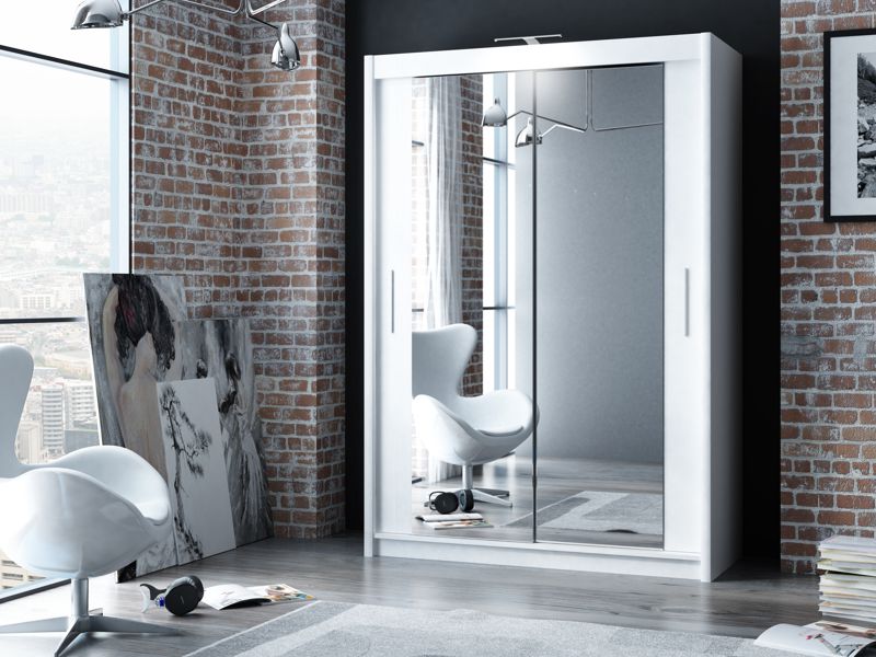 Paris 1.6m Mirrored White Sliderobe