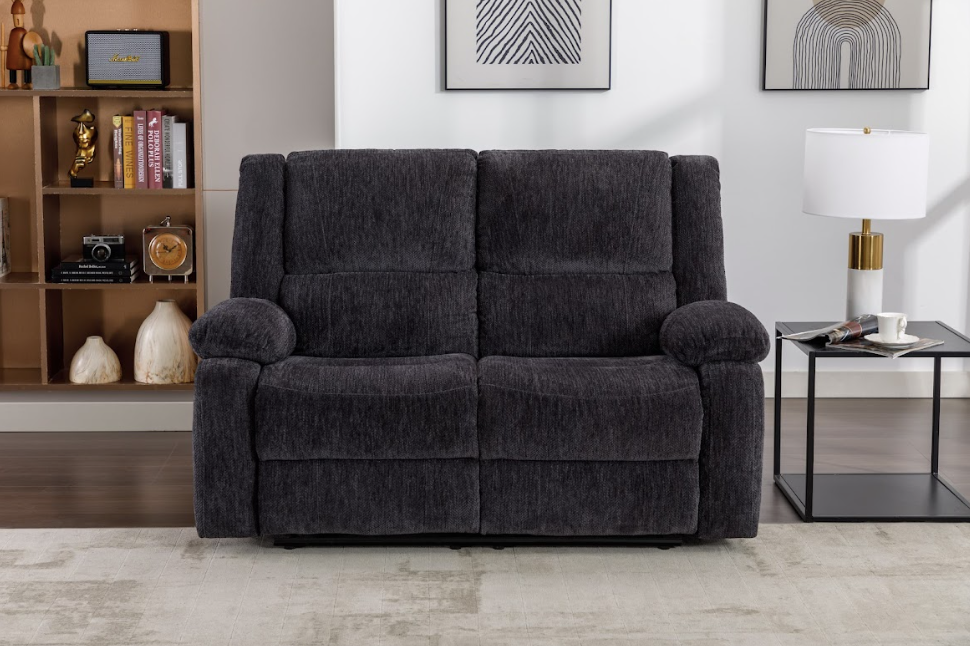 Perth 2 Seater Manual Recliner Couch in Charcoal