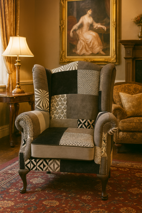 Queen Anne Armchair - Black & Grey