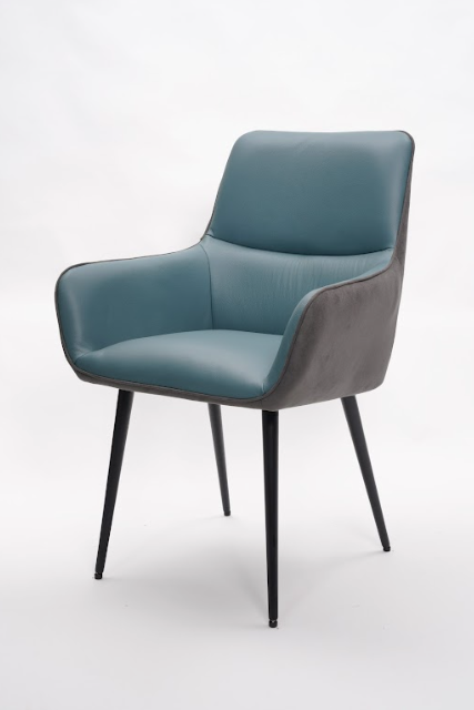 Rebecca Dining Chair Lagoon Blue Leather