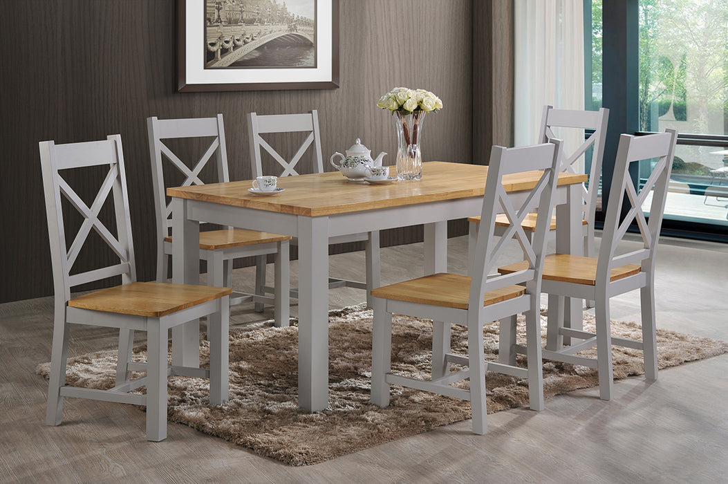 Rochester 5' Dining Set in Grey and Oak with 6 Chairs