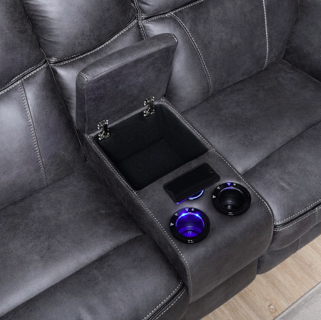 Phoenix 2 Seater Recliner W/ Console & Wireless Charger