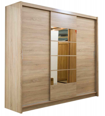 Toronto 2.5m Mirrored Oak Sliderobe