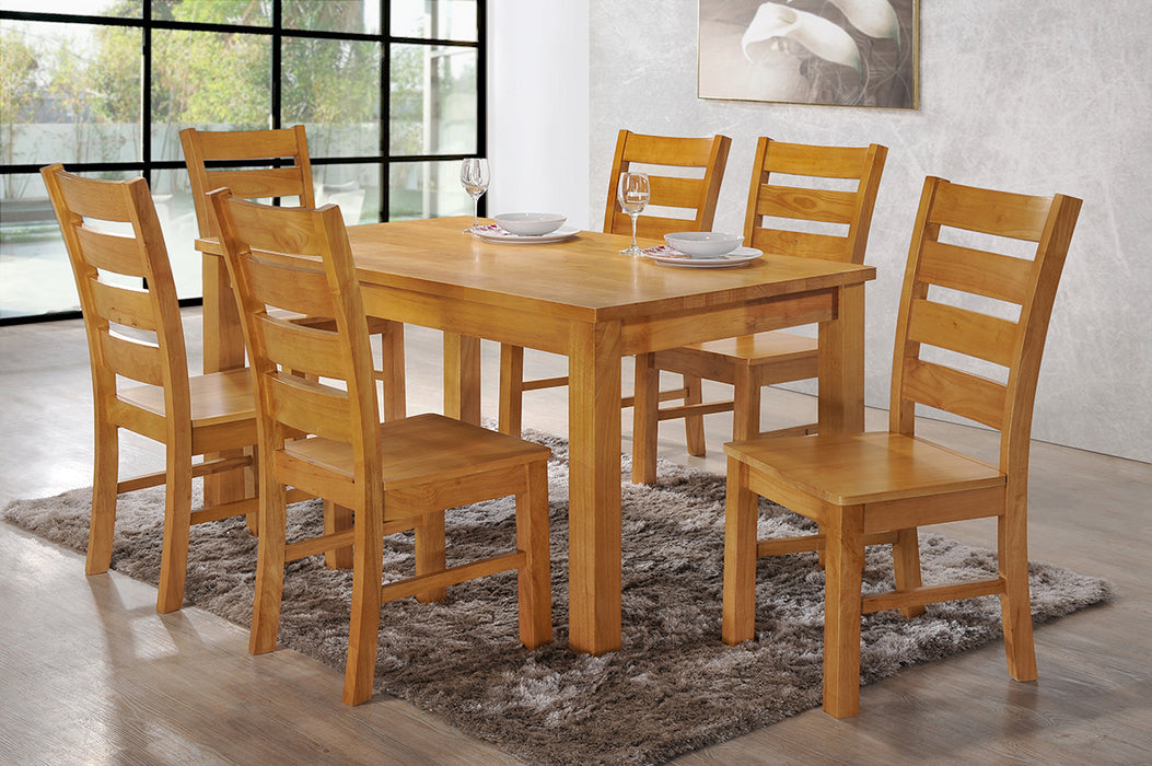 Washington 5' Oak Dining Set with 6 Wood Seat Chairs